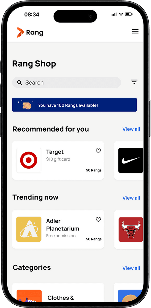 Mobile screenshot of a sponsored reward in the Rang shop